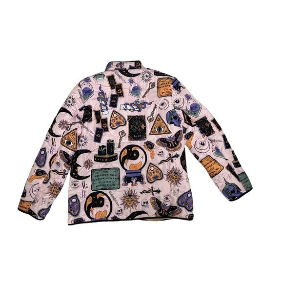 Pink Puffer Jacket with Occult and Mystical Prints - Size XL - Picture 2 of 4